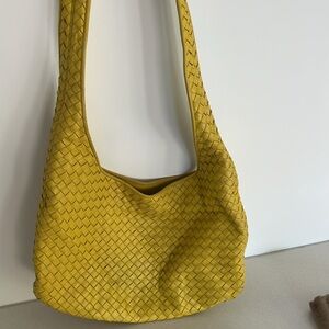 Authentic Bottega Veneta Yellow Woven Leather Bag
